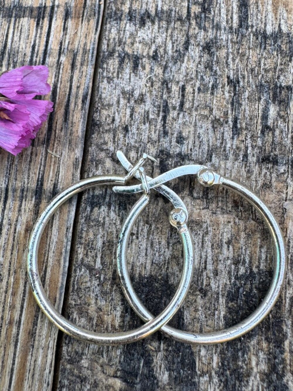 Vintage Sterling Silver Hoop Earrings | Patina Silver Hoops | Southwestern Boho